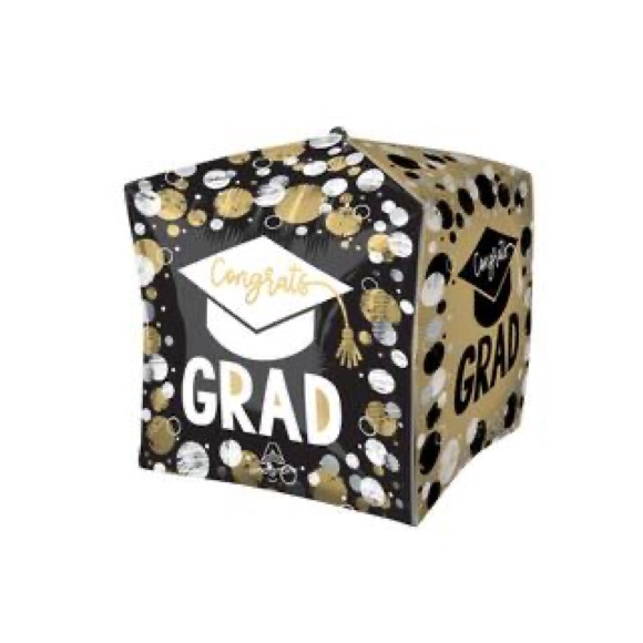 Other - NWT Congrats Grad Celebration Cube Balloon - Black, Gold, and White